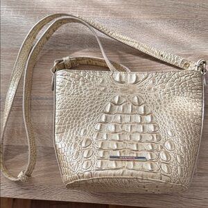 Brahmin Metallic Gold Croc-Embossed Crossbody Bag